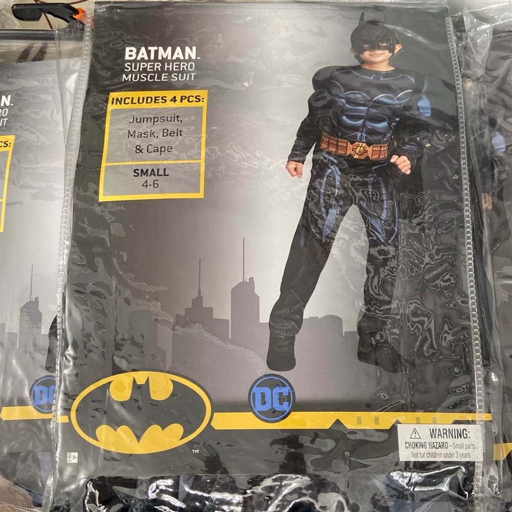 DC Comics Batman Black and Blue Muscle Costume with Gold Belt